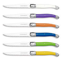 Haute qualité 6 pièces en acier inoxydable Laguiole pliant couteau à Steak ensemble élégant métal Design PP poignée Chefs alimentaire acheteurs commerciaux