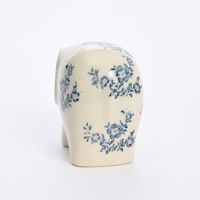 Vente en gros : Statue d'éléphant en céramique blanche craquelée avec motif floral vert, figurine animale décorative pour la maison