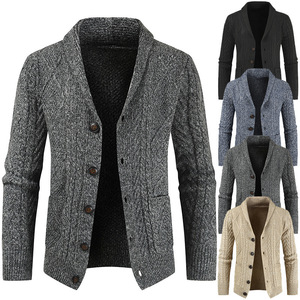 Moda Casual de talla grande de gran tamaño de punto con cuello en V suelto grueso suéter chaqueta cárdigan suéter de los hombres - Product Image 6