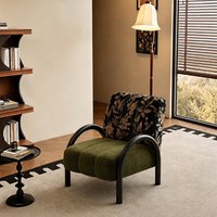 Fauteuil de détente de style rétro antique avec dossier inclinable et structure métallique pour chambre et salon