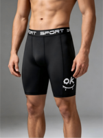 Short de bain pour homme à séchage rapide, coupe ajustée, haute élasticité, avec imprimé graffiti souriant, pour la natation et le sport