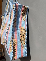 Tas Tote Katun Motif Hewan Buatan Tangan dengan Kantong Dalam Ukuran Besar untuk Perjalanan Musim Panas & Belanja Tas Hadiah Trendi