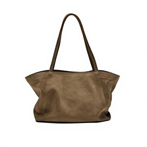 Minimalist Brown Color Women's Genuine Leather Bags Customizable Handbags <b>Large</b> Capacity Top Handle Zipper Waterproof Casual - Product Image 3