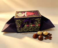 Boîte carrée en papier chocolaté à motifs vifs, logo de marque personnalisé, boîte de boulangerie pliable jetable, emballage rose pour desserts sucrés