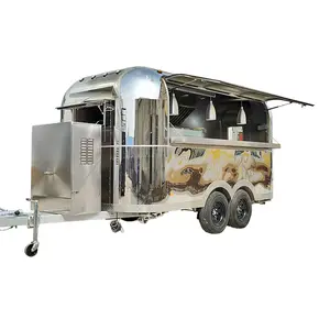 Với 4 bánh xe lớn thép không gỉ thực phẩm Trailer Hot Dog bánh pizza xe tải di động đường phố bán hàng tự động giỏ hàng để bán