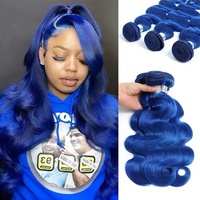 Cheveux humains Remy vietnamiens bleu foncé, en boucles, pour perruques européennes et américaines, peuvent être permanentés, 100g