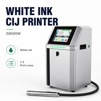 Imprimante à jet d'encre continu G8500W à encre blanche, machine de codage industrielle CIJ pour le marquage de la date sur les tuyaux, câbles et caoutchoucs en plastique noir