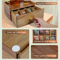 Offres Spéciales Acacia Bois Boîte À Thé Organisateur Boîte De Rangement Teabag Titulaire Organisateurs Tiroir De Rangement En Bois Boîte À Thé