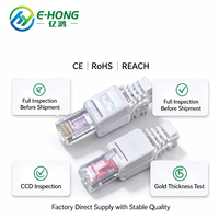 Connecteur réseau modulaire sans outil RJ45 8P8C Cat6A SFTP blindé, plaqué or, en alliage de zinc, 10 Gbit/s, 500 MHz, anti-vibration