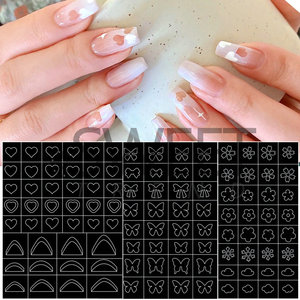 Pegatinas de uñas <span class=keywords><strong>plantillas</strong></span> para aerógrafo corazón mariposa oso estrellas hueco francés UV uñas pegatinas <span class=keywords><strong>plantillas</strong></span> aerógrafo pegatina uñas - Product Image 2
