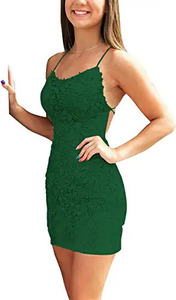 <span class=keywords><strong>Vestido</strong></span> de fiesta de graduación sexy con tirantes ajustados de encaje corto de punto de verano para niñas - Product Image 3