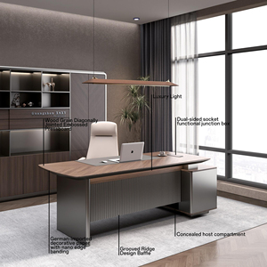 Modern Luxury Ergonomic Executive <strong>Desk</strong> PVC <strong>Top</strong> File Drawers <strong>Oak</strong> Modular Eco-Friendly Convertible CEO <strong>Desk</strong> for Home Office Use - Product Image 2