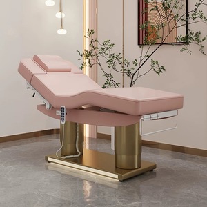 Hot Selling European-Design 3 Motors Electric Facial Bed Portable Beauty Massage Table Adjustable Golden Stainless Steel Base - Product Image 2