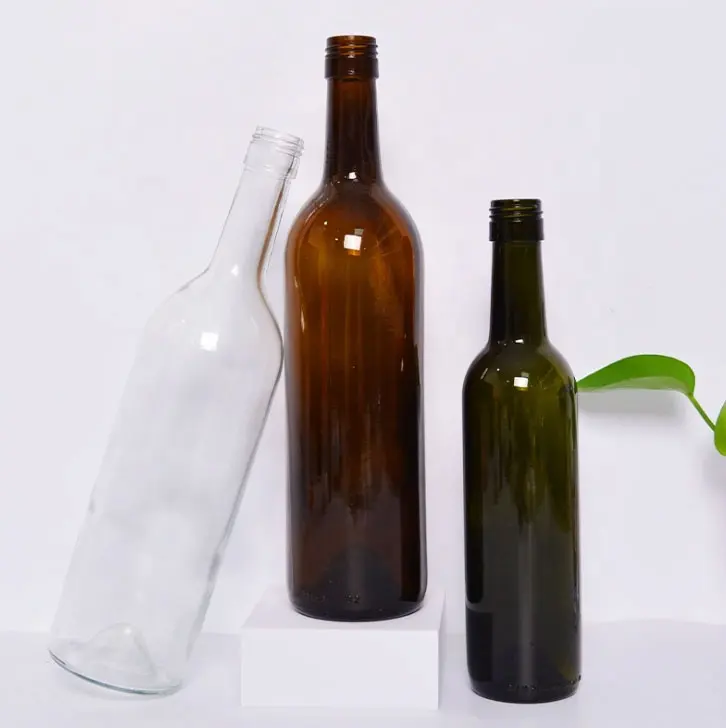 Aangepaste Luxe Doos Voor Lege Groene Amber Glas 500Ml 750Ml Wijnfles Schroefdop Veiligheidsaluin