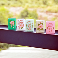 Tuiles d'art en résine dorée gravées Mahjong, rose pâle personnalisé, cadeau de mariage, décoration de table romantique, pièces de jeu de Mahjong
