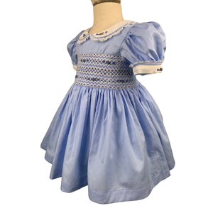 Premium Woven Cotton Hand Smocked Children Clothing Bullion Rose Smocked Dresses for Girls Toddler Girls Dresses - Product Image 1