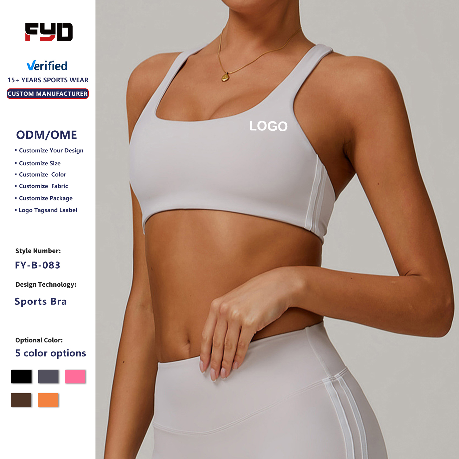Custom High Quality Breathable Four-Way Stretch Yoga Sports Bras Tight-Fitting Quick-Drying Spandex/Nylon Backless Sports Top
