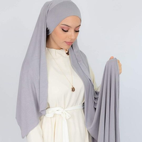 Châle élastique pour femmes musulmanes, hijab instantané à double boucle en jersey, écharpe en modal à carreaux, quatre saisons