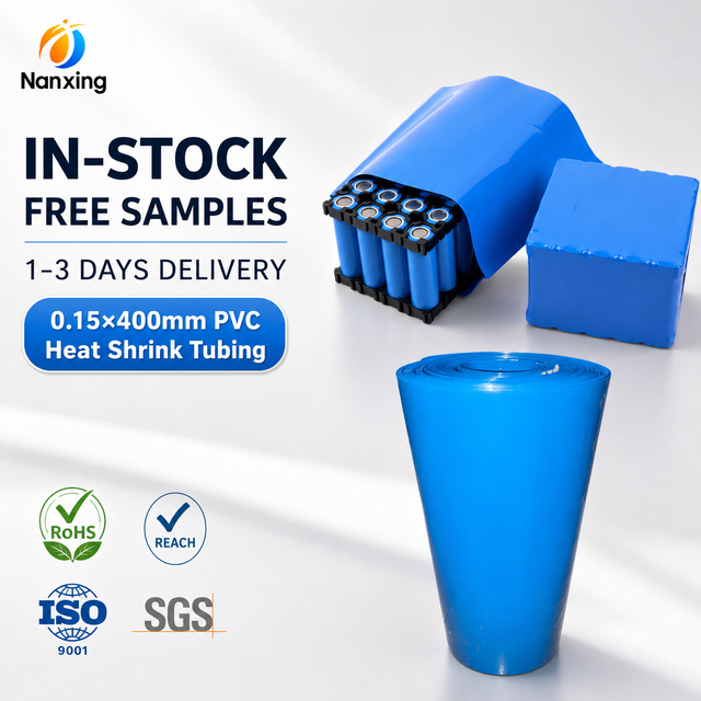 Custom Battery 2 1 Ratio PVC Heat Shrink Wrap Sleeve Tube Width 400mm Blue Black 600V Rated for Lithium Battery Pack