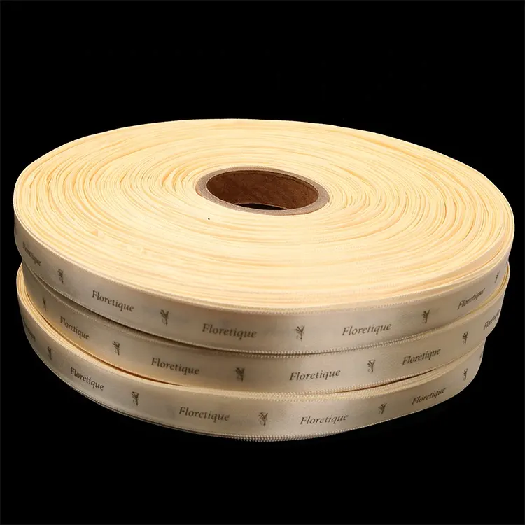 Fashion Custom Brand Name Logo Satin Printing Ribbon in Roll for Gift Packing