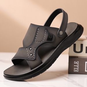 Sandalias de PU para hombre, con punta abierta, suela de goma antideslizante, zapatos casuales de verano para uso al aire libre - Product Image 1