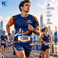 Ensemble de vêtements d'équipe de course à pied et de cyclisme personnalisés avec impression par sublimation, respirant, à séchage rapide, t-shirt de sport, short, sac à cordon