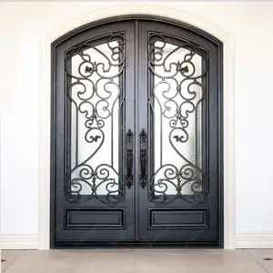 Arcos exteriores modernos de diseño exquisito Diseño de puerta exterior de hierro forjado principal de doble frente