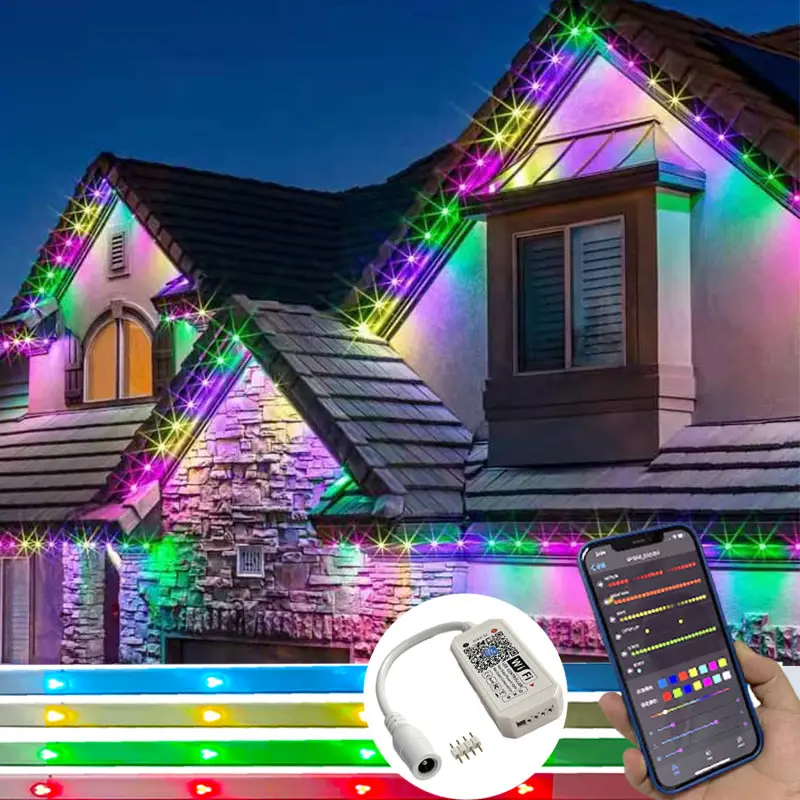 Luz LED de Navidad permanente para exteriores, luces de Gema UCS2904 WS2811