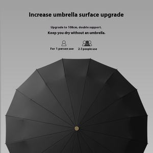 Paraguas de negocios con mango de madera completamente automático de 96 huesos, diseño inverso para hombres y mujeres, refuerzo de engrosamiento aumentado, viaje - Product Image 5