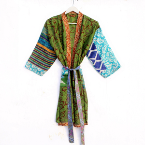 ชุดผ้าไหมกิโมโนสไตล์โบโฮสำหรับผู้หญิงชุดผ้าไหมส่าหรี - Product Image 1