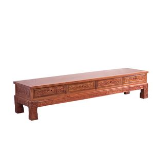 Mueble de TV de madera maciza de estilo chino, mueble bajo tallado de imitación de caoba para sala de estar, mueble de almacenamiento de pie para el suelo - Product Image 4