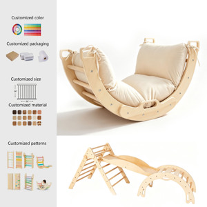 Arche d'escalade Montessori en bois pour enfants, avec coussin, pour intérieur, type table et balançoire - Product Image 1