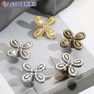 Lideshi Four Leaf Clover Cabinet Handle Chrome Plated Single Hole Drawer Wardrobe <b>Door</b> <b>Knob</b> Durable Furniture Hardware - Product Image 2