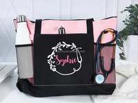 Cadeau personnalisé pour infirmière infirmière Sac à bandoulière pour travail Sac fourre-tout pour soins infirmiers avec poches
