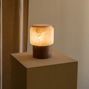 Spanish Snowflake Marble Table Lamp Walnut Base E27 Led Bulb 220V Eye Caring Decorative Lighting For Living Room Bedroom - Product Image 4