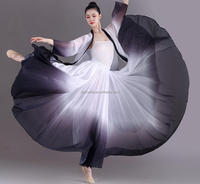 Jupe longue en mousseline de soie à dégradé 720 degrés pour danse moderne et ballet classique