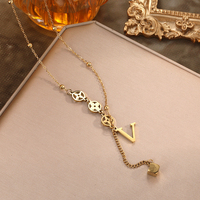 Colliers ras du cou et chaînes de pull en acier inoxydable plaqué or avec pendentif orbe, bijoux de mode pour femmes et filles