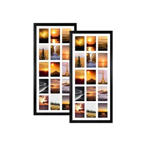Moldura de fotos com 15 aberturas, pacote 4x6 moldura preta foto com exibição de tapete branco 4x6 imagens