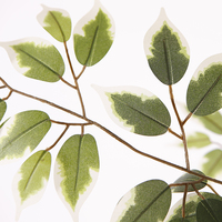 Ficus artificiel de 2.1m de haut avec feuilles vertes à bords blancs et tronc en bois naturel pour la décoration intérieure du bureau.