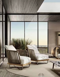 Divano da esterno per la spiaggia per il tempo libero protezione solare sedia a vite impermeabile per esterni tessitura in Teak mobili da giardino in legno massello di Teak - Product Image 4