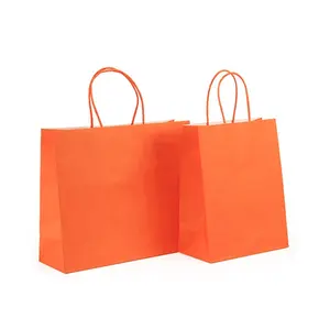 Дешевая цена, оранжевая ручка, бумажная сумка для покупок