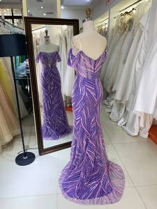 New America vente en gros LA marque hors épaule perles robe africaine robe pour robes <span class=keywords><strong>de</strong></span> bal violet - Product Image 3