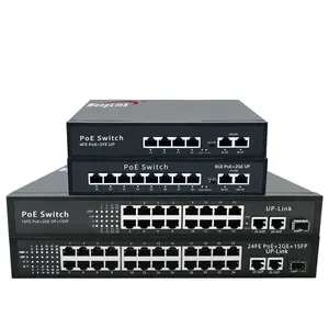 Wanglink OEM/ODM 4 8 16 24 Port CCTV 10/100/1000M PoE saklar untuk Hikvision IP kamera IEEE802.3af/at