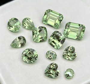 HQ GEMS 우저우 합성 카보라이트 YAG 형광 그린 젬스톤 쿠션 오벌 믹스 쉐입 루스 스톤 - Product Image 1