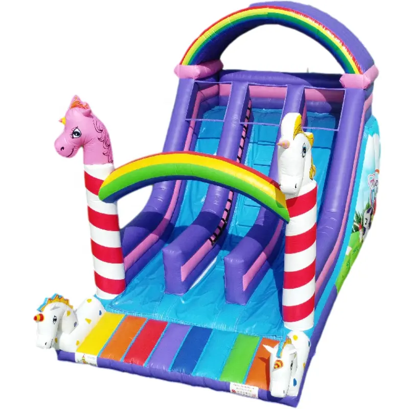Rainbow Unicorn Slide For Aults Inflatable Game Outdoor Playground Commercial Inflatable Slide For Kids Slide For pool