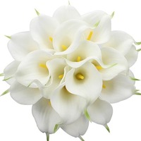 Buket Bunga Calla Lily Buatan Lingmei, Rangkaian Bunga Plastik, Sentuhan Realistis, Putih Kuning, Batang Hijau, untuk Pernikahan dan Rumah