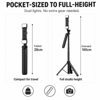 Lampe de remplissage LED double pour trépied de téléphone portable 5V en alliage d'aluminium, rechargeable par USB-C, idéale pour le vlogging et le streaming en direct