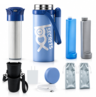 SECRETSBOX Glacière isotherme portable pour insuline, grande capacité 900 ml, en métal, motif lettres, alimentée par batterie, avec housse