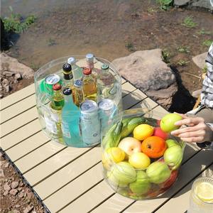 Bassin d'eau pliable portable, grand bac rond de 17x30 cm, seau de rangement pour fruits, conteneur pliable en PVC pour pique-nique et voyage - Product Image 1