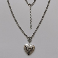 Collier pendentif ouvrable mini cœur en argent avec diamant et chaîne, boîte photo en acier inoxydable, cadeau victorien rétro minimaliste